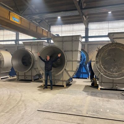 RVS centrifugaal ventilatoren voor een banddroger in de champignonindustrie